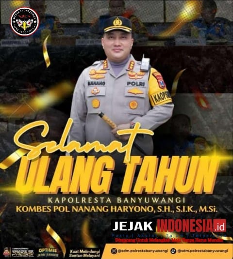 Kapolresta Banyuwangi Kombes Pol Nanang Haryono, S.H, S.I.K, M.Si diberikan amanah dan tugas, sebagai Kepala Resort Kota (Kapolresta) kabupaten Banyuwangi sejak 28 Desember 2023.