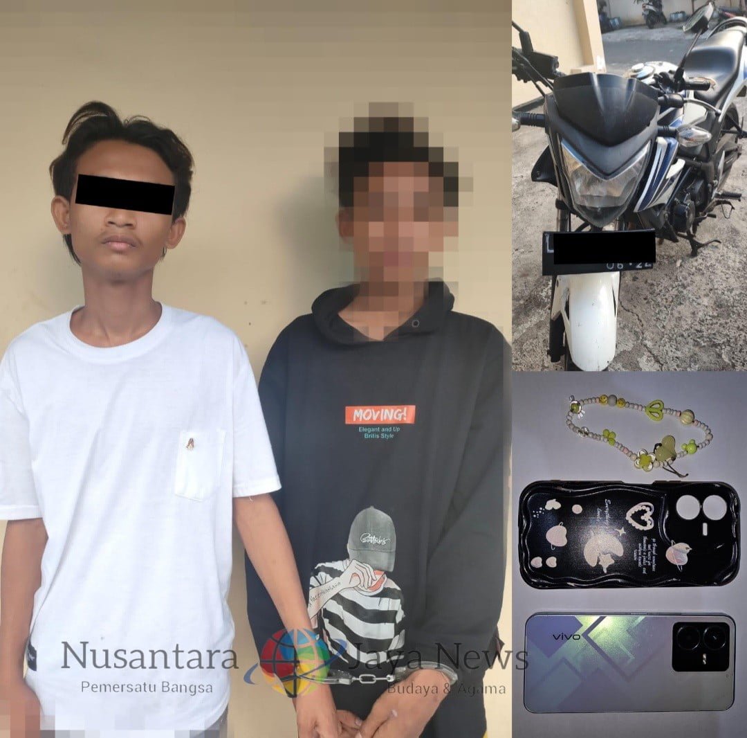 pelaku jambret yang biasanya beraksi di pasar Sidotopo Surabaya, dengan Rata-rata menyasar korban seorang perempuan yang bermain handphone (HP) di jalanan ditangkap polisi.