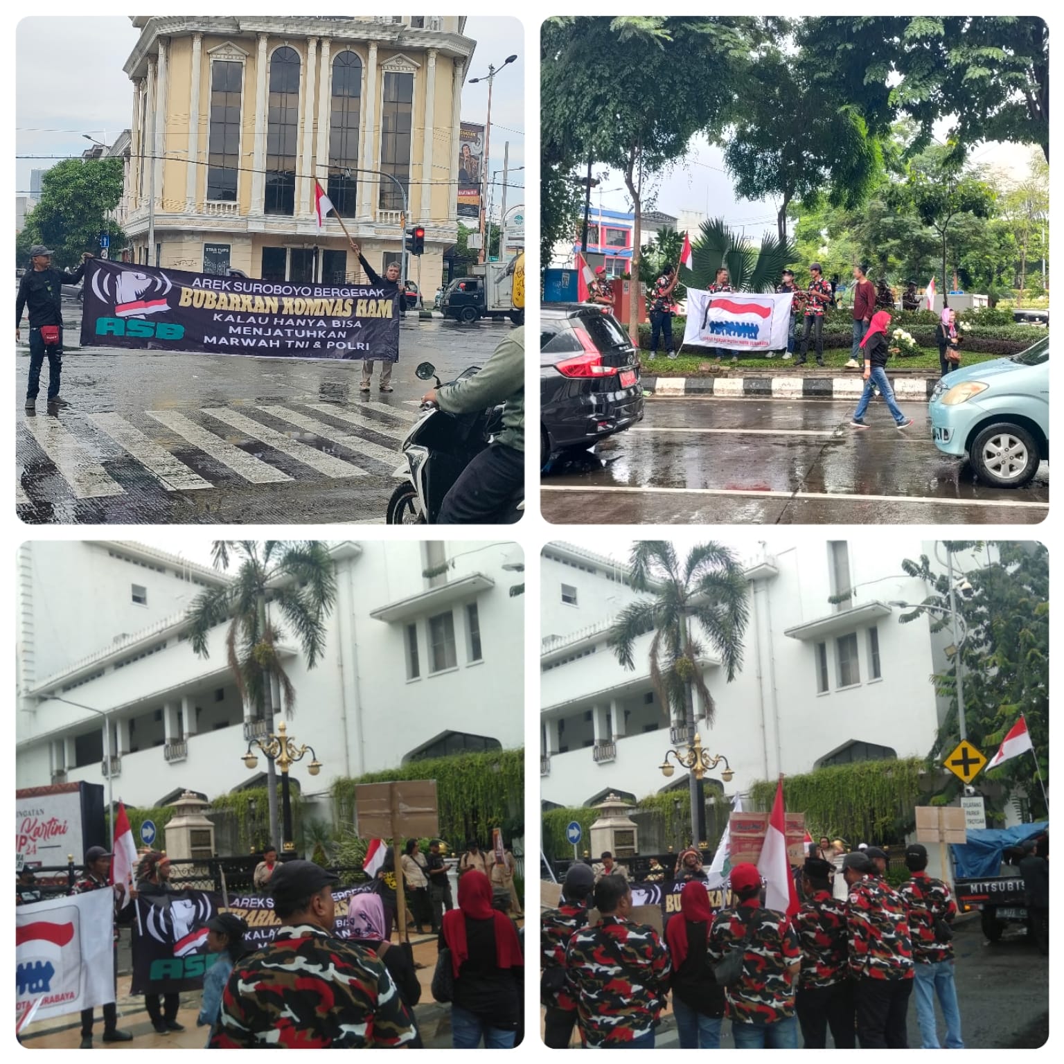 Ormas Laskar Merah Putih ( LMP ) dan Ormas Arek Suroboyo Bergerak ( ASB )turun lapangan dikarenakan kecintaannya pada Negara Kesatuan Republik Indonesia,NKRI Harga Mati,menindaklanjuti dengan adanya isu Nasional terkait Provinsi Papua yang ingin Merdeka dari Kesatuan Republik Indonesia dan adanya pelanggaran HAM yang ditujukan kepada TNI POLRI di Papua. Surabaya,Selasa ( 23/4/2024 ) siang hari di depan kantor Gedung Gubernur Jalan Pahlawan Surabaya.